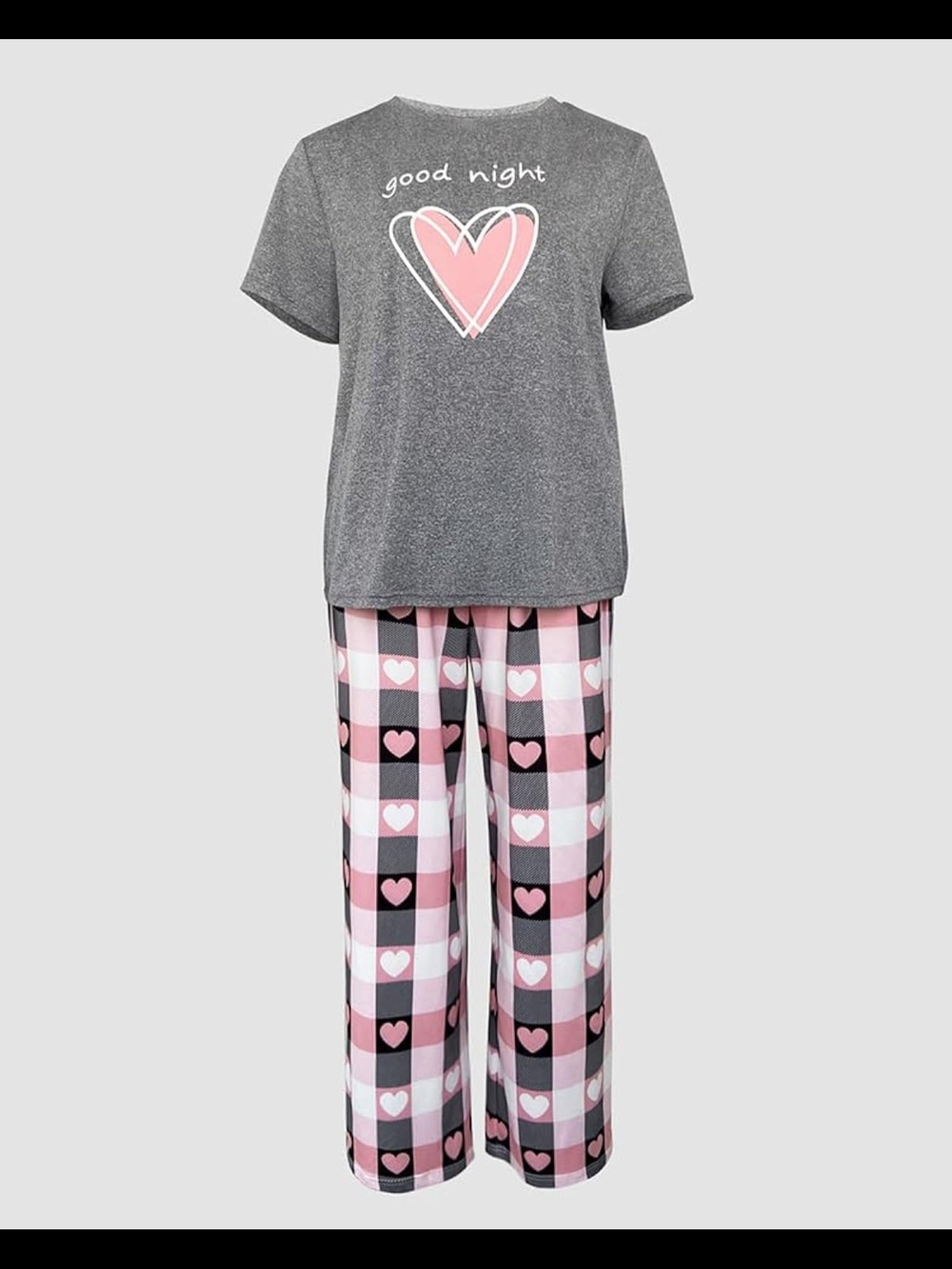 Gray & Pink 2-Piece Goodnight Heart Pajama Set - Picture 4 of 10